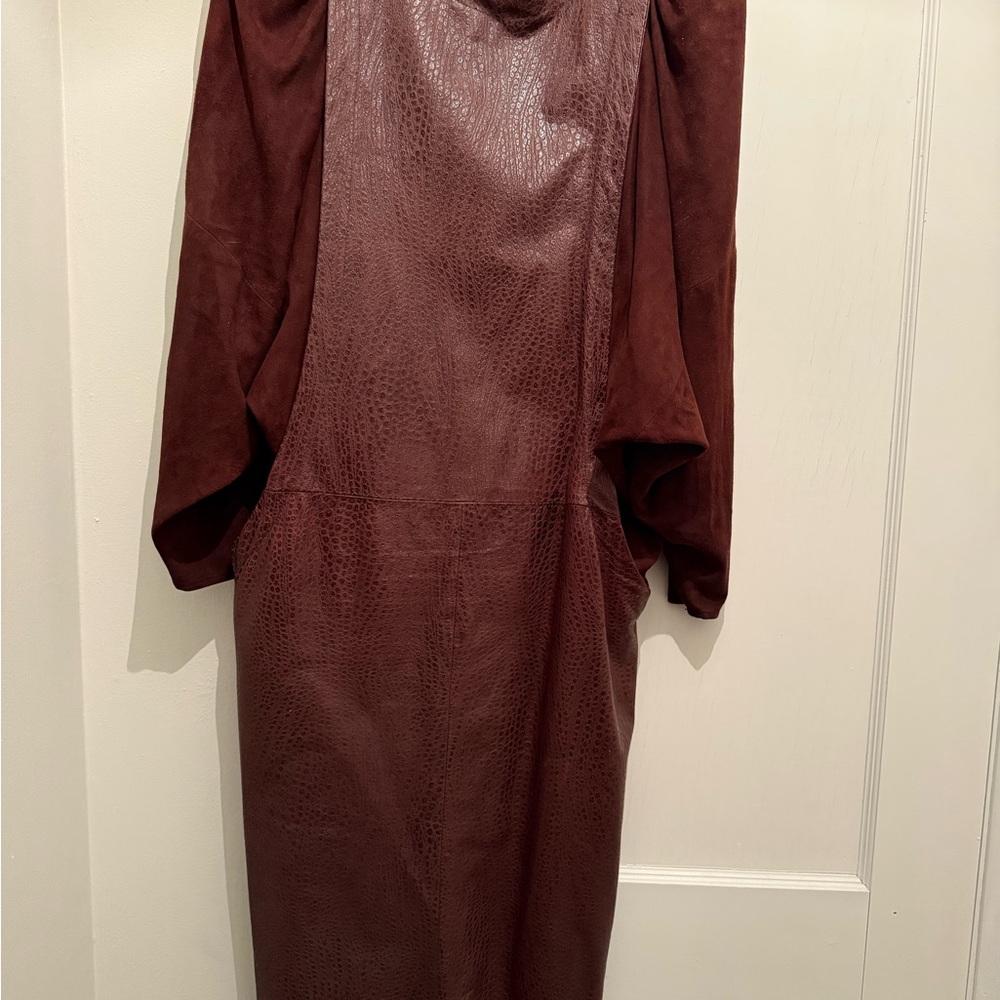 Elegant Brown suade and leather dress